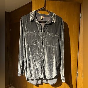 Pilcro Relaxed Velvet Buttondown Shirt  - Anthropologie - sz M